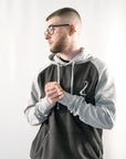 Unisex Cotton Contrast Baseball Loose Fit Hoodie - GREY & SILVER