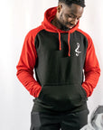 Unisex Cotton Contrast Baseball Loose Fit Hoodie - BLACK & RED
