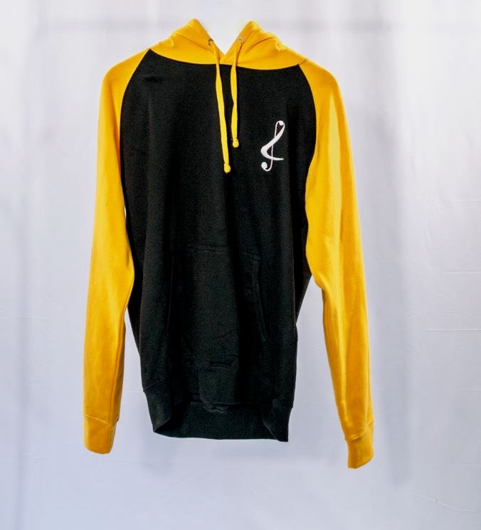Unisex Cotton Contrast Baseball Loose Fit Hoodie - YELLOW &amp; BLACK