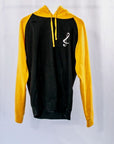 Unisex Cotton Contrast Baseball Loose Fit Hoodie - YELLOW & BLACK