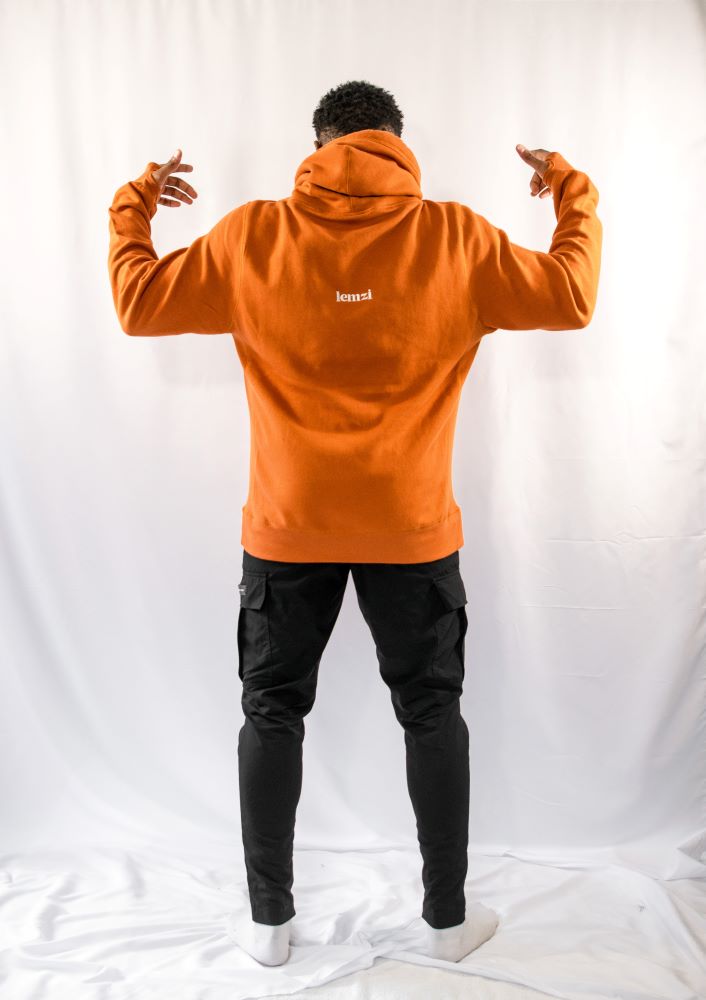 Unisex Cross Neck Loose Fit Cotton Hoodie - Orange