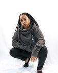 Unisex Cross Neck Loose Fit Cotton Hoodie - Charcoal & Grey