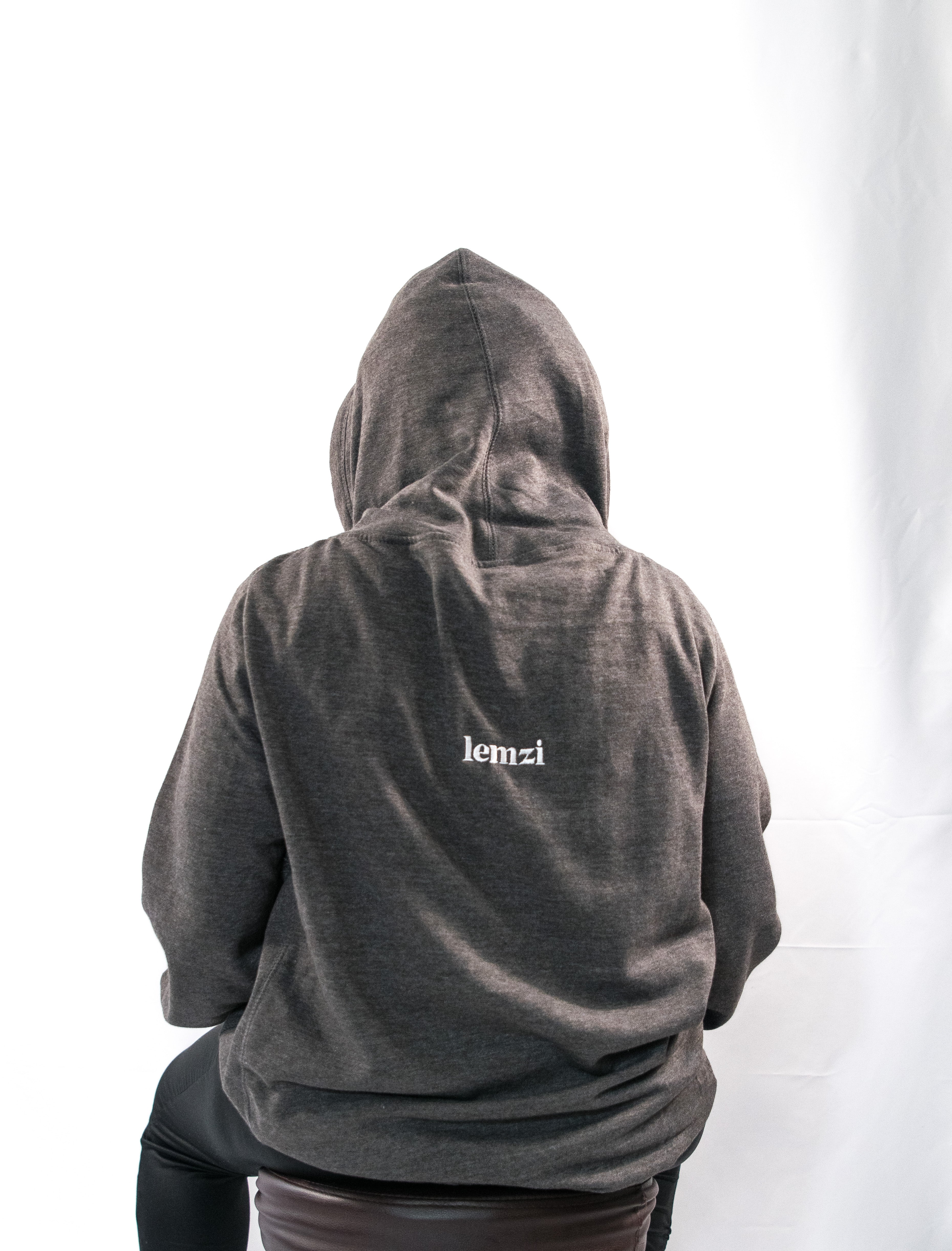 Unisex Cross Neck Loose Fit Cotton Hoodie - Charcoal &amp; Grey