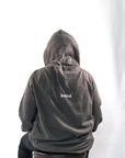 Unisex Cross Neck Loose Fit Cotton Hoodie - Charcoal & Grey