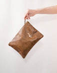 Men's NuHide Piqué Leather-look Zip Pouch - Black or Brown