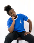 Unisex Short Sleeved 3 Ringer T-shirt -  ROYAL BLUE & WHITE RING