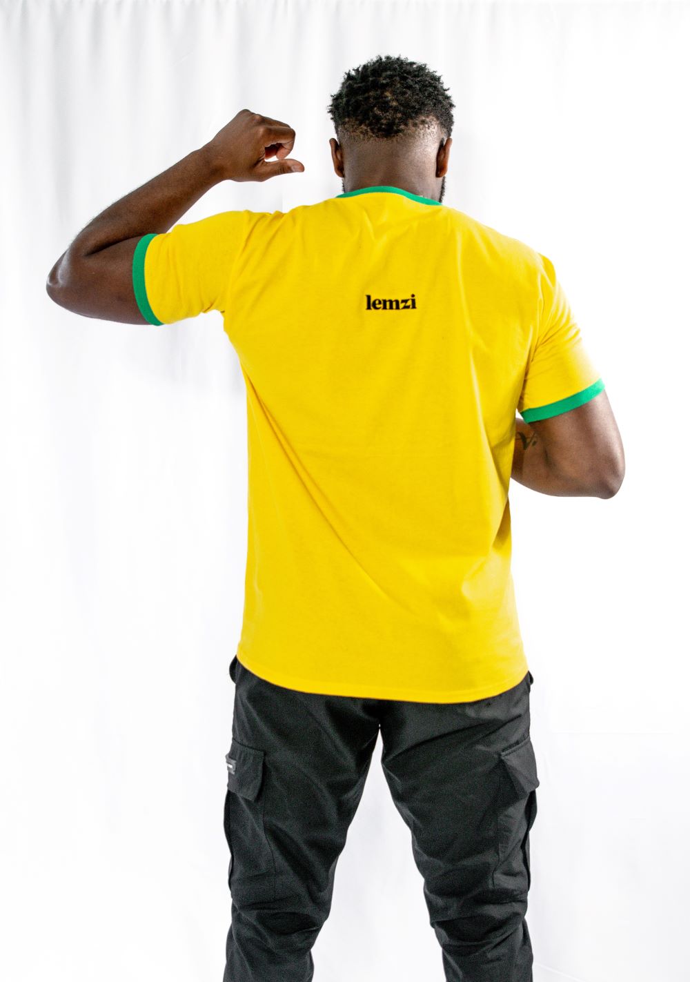 Unisex Short Sleeved 3 Ringer T-shirt - YELLOW &amp; GREEN RING