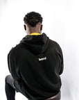Unisex Lemzi Classic Loose Fit Cotton Varsity Hoodie - Black & Yellow Contrast