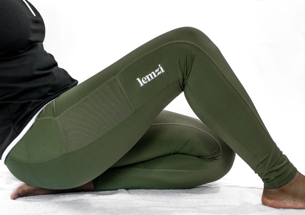 Women&#39;s Lemzi TriDri Performance SPORTS Recycled Polyester Compression Leggings - OLIVE