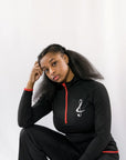 Women's SPORT Classic Fit Cool ½ Zip Sweatshirt - BLACK n RED