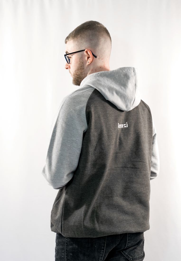 Unisex Cotton Contrast Baseball Loose Fit Hoodie - GREY &amp; SILVER