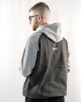 Unisex Cotton Contrast Baseball Loose Fit Hoodie - GREY & SILVER
