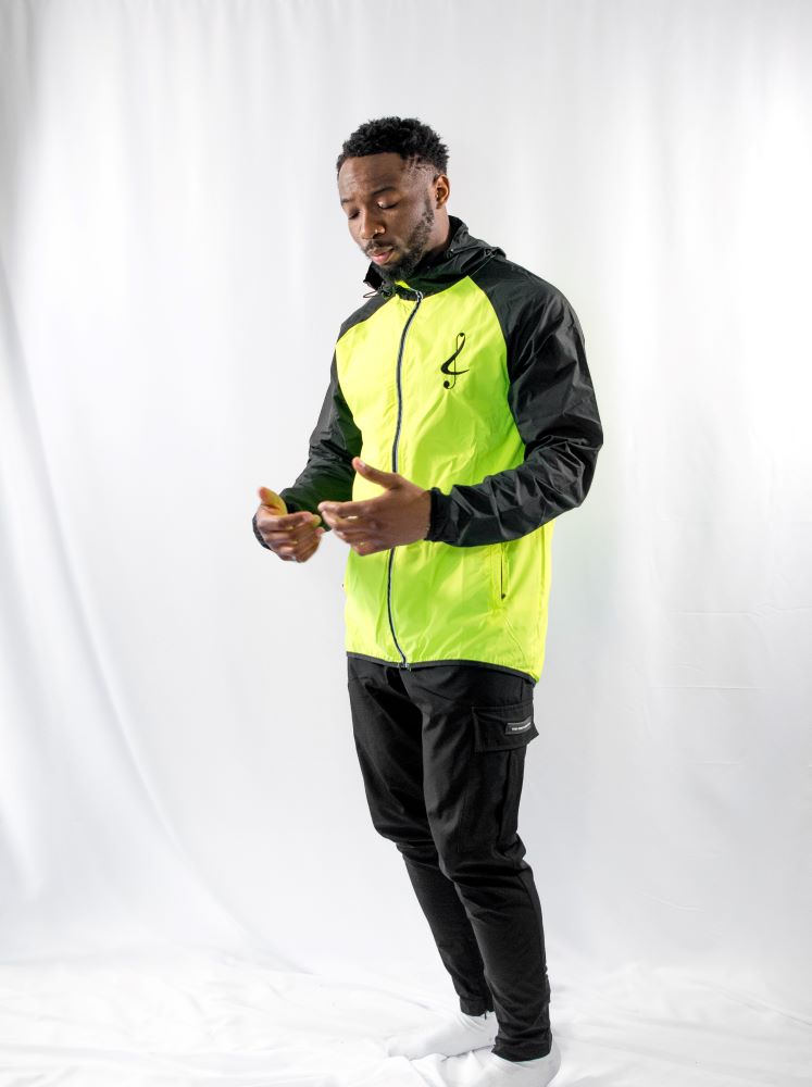Unisex Treblelek Waterproof Lightweight Short Sportsuit Track Jacket - Yellow &amp; Black
