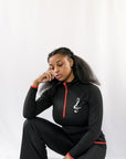 Women's SPORT Classic Fit Cool ½ Zip Sweatshirt - BLACK n RED